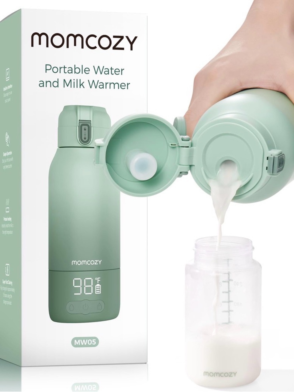 Momcozy Portable Water & Milk Warmer in Mint Green